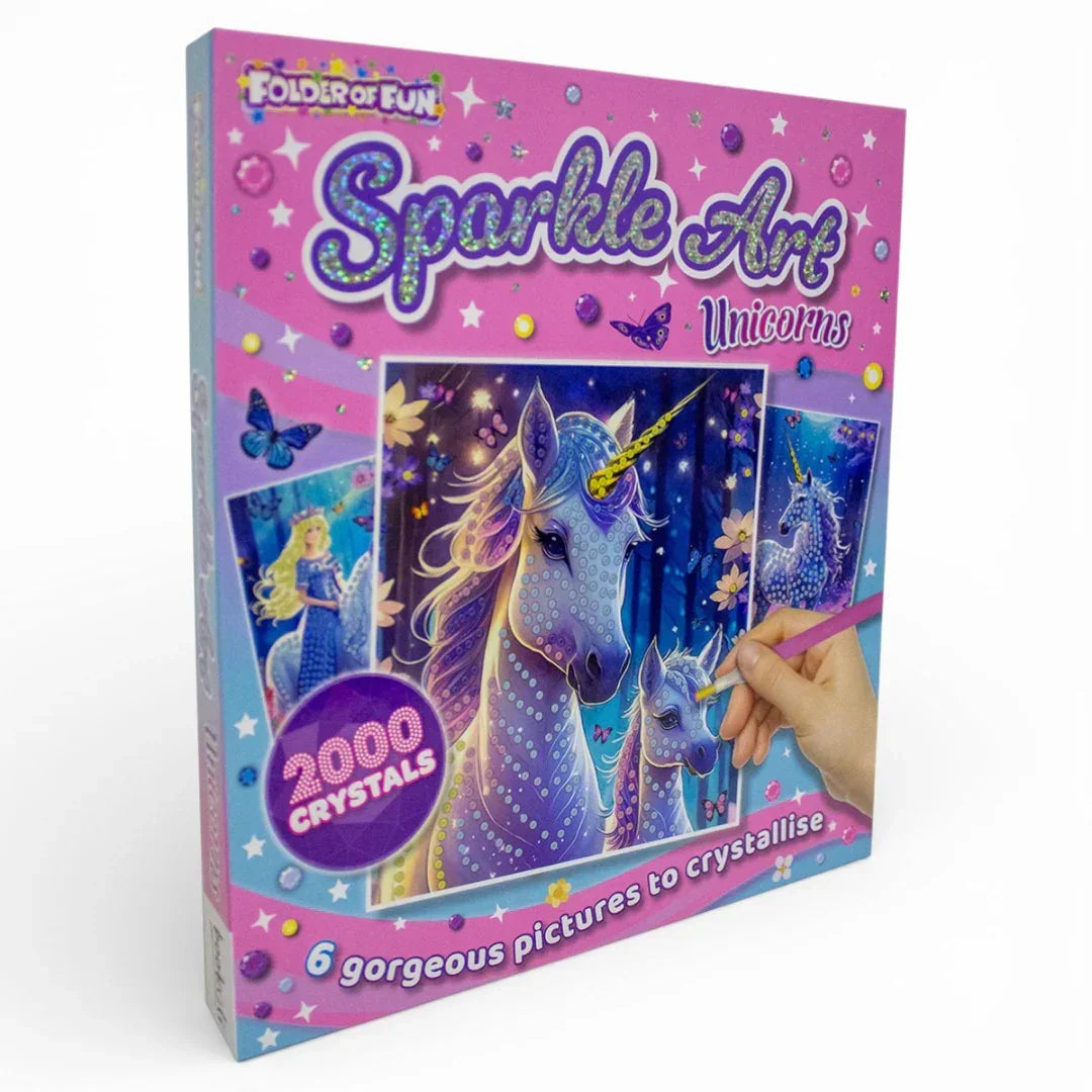 Sparkle Art Unicorn Crystal Craft Kit – 6 Picture Set with 2,000 Shimmering Crystals for Kids