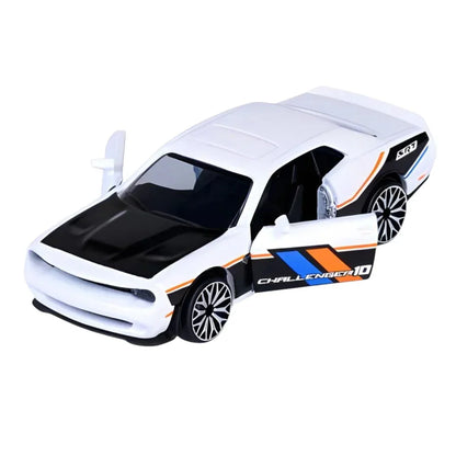 Majorette Dodge Challenger SRT Hellcat Racing 1:64 Die-Cast Car | Metal Body with Moving Parts | Muscle Car Toy | 3+