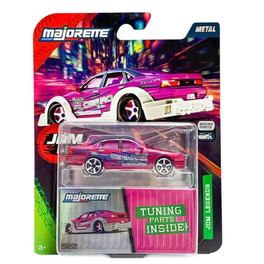 Majorette Nissan Cefiro A31 1:64 Die-Cast Car | JDM Legends Series | Tuning Parts Inside | Metal Body with Moving Parts | 3+