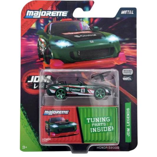 Majorette Honda S2000 Castrol Edition 1:64 Die-Cast Car | JDM Legends | Tuning Parts Inside | Metal Body with Moving Parts | 3+