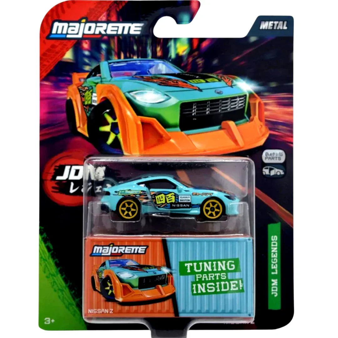 Majorette Nissan Z 1:64 Die-Cast Car | JDM Legends Series | Tuning Parts Inside | Metal Body with Moving Parts | 3+