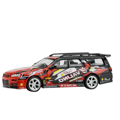 Pop Race PR64-38 Nissan Skyline GT-R R34 Shell V-Power Livery 1:64 Die-Cast Model Car
