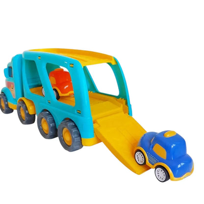 Transporter Sound & Light Truck Toy for Kids – Car Carrier with Mini Cars & Airplanes | Pull Back Transport Fleet Toy  3+