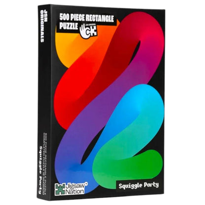 Jigsaw Nation Squiggle Party 500 Piece Rectangle Puzzle | Modern Abstract Art Jigsaw Puzzle for Teens & Adults