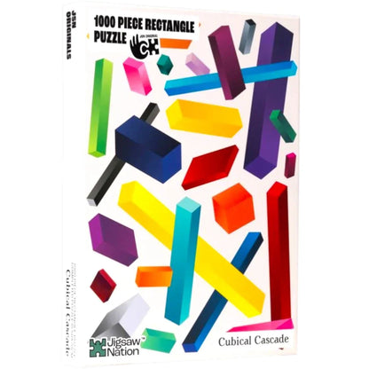 Jigsaw Nation Cubical Cascade 1000 Piece Rectangle Puzzle | Abstract Geometric Art Puzzle for Teens & Adults