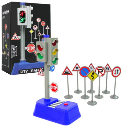 City Traffic Light with Road Signs – Educational Traffic Signal Toy for Kids
