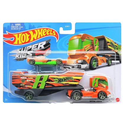 Hot Wheels 1:64 Super Rigs Big Rig Heat Truck with Die-Cast Car – Fiery Hauler Fun for Kids & Collectors
