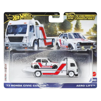 Hot Wheels Premium 1:64 Car Culture Team Transport – ’73 Honda Civic Custom with Aero Lift