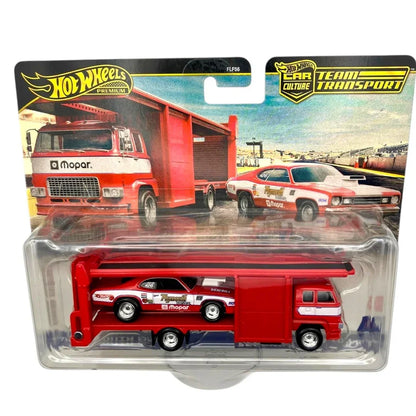 Hot Wheels Premium 1:64 Car Culture Team Transport – ’73 Plymouth Duster with Second Story Lorry