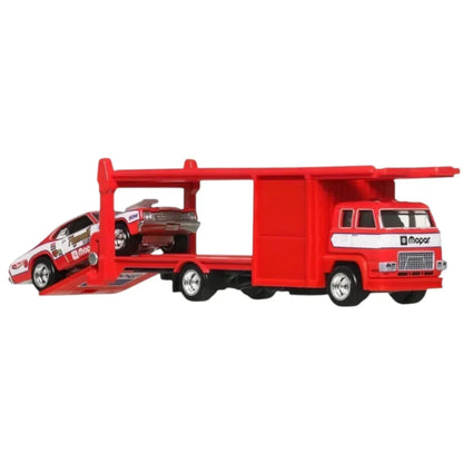 Hot Wheels Premium 1:64 Car Culture Team Transport – ’73 Plymouth Duster with Second Story Lorry