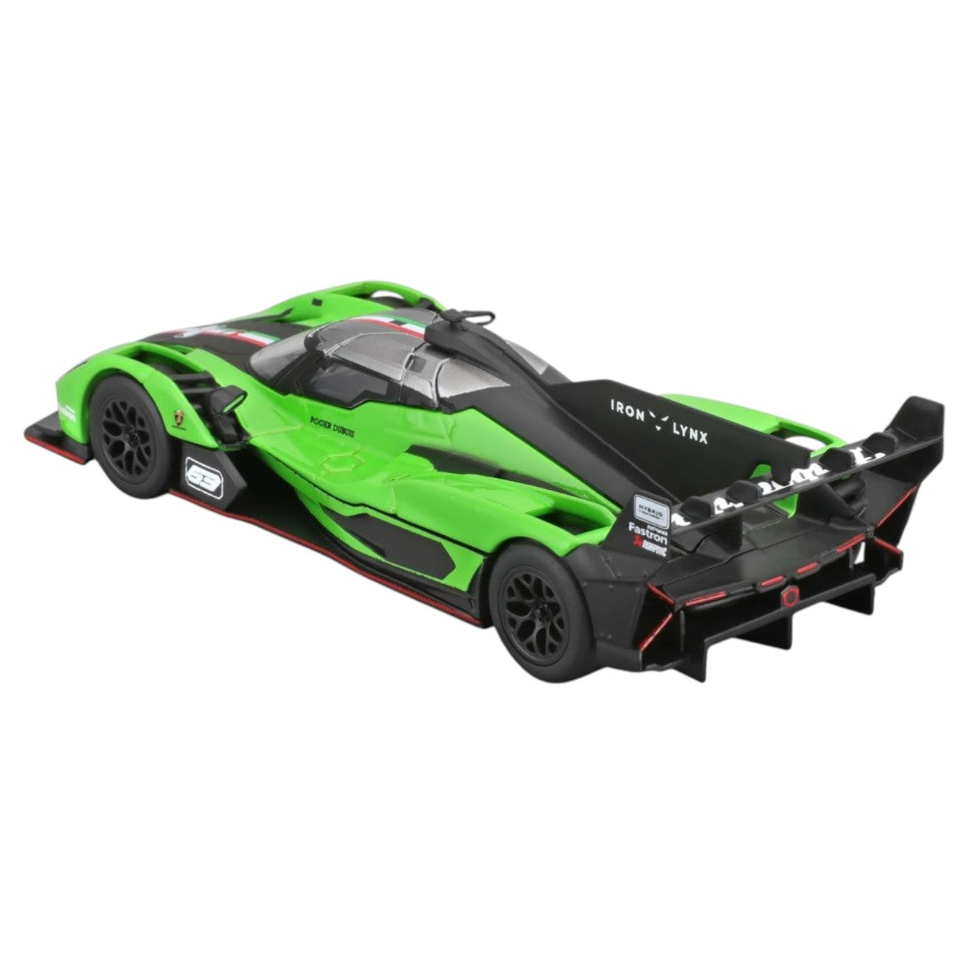 Bburago 1:43 Lamborghini SC63 Green Race Car Diecast Model – Premium Racing Series with Display Case