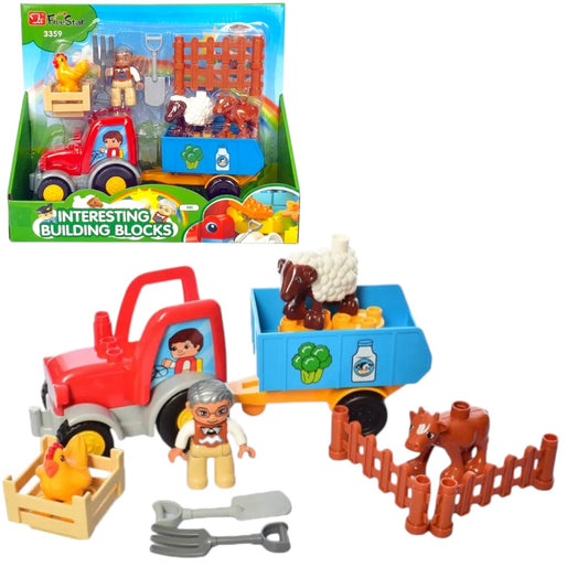 Five Star 3359 Farm Tractor Building Blocks Set – Kids Farm Playset with Animals & Accessories