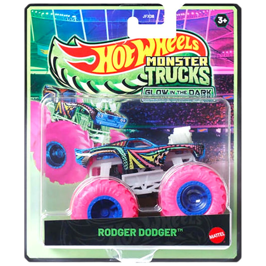Hot Wheels Monster Trucks Rodger Dodger Glow in the Dark – Neon Monster Truck Toy