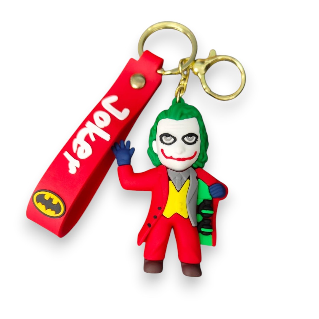 Joker Character PVC Keychain with Strap – Comic Villain Keyring for Fans