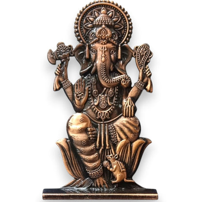 Lord Ganesha Metal Idol Showpiece – 10 cm Decorative Ganpati Statue for Home, Office & Car Dashboard