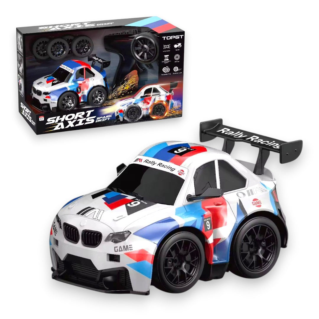 Short Axis Spark Drift Remote Control Car – High-Speed RC Racing Car with Drift Tires & Controller for Kids