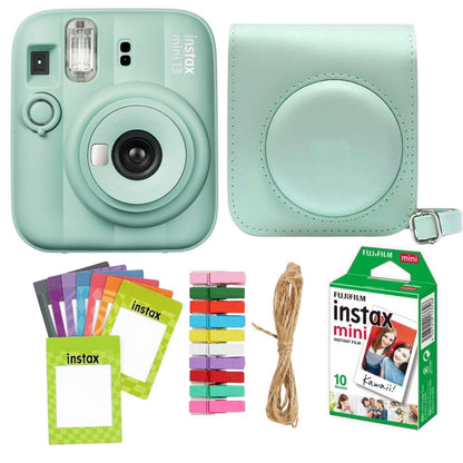 Fujifilm Instax Mini 13 Instant Camera + 10 Shot Films + 1x Camera Case + 10X Paper Photo Frame + 10 Photo Hanging Clips (Memory Maker Pack)Lagoon Green