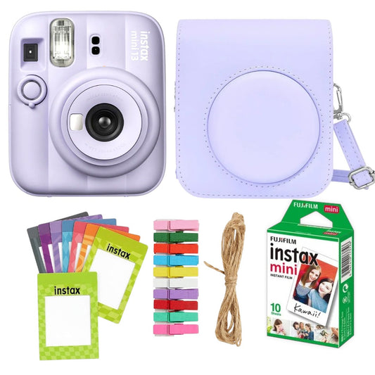 Fujifilm Instax Mini 13 Instant Camera + 10 Shot Films + 1x Camera Case + 10X Paper Photo Frame + 10 Photo Hanging Clips (Memory Maker Pack)Dreamy Purple