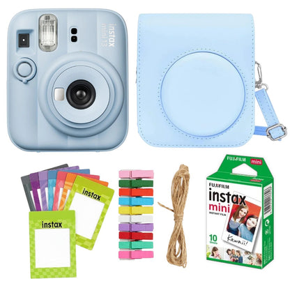 Fujifilm Instax Mini 13 Instant Camera + 10 Shot Films + 1x Camera Case + 10X Paper Photo Frame + 10 Photo Hanging Clips (Memory Maker Pack)Frost Blue