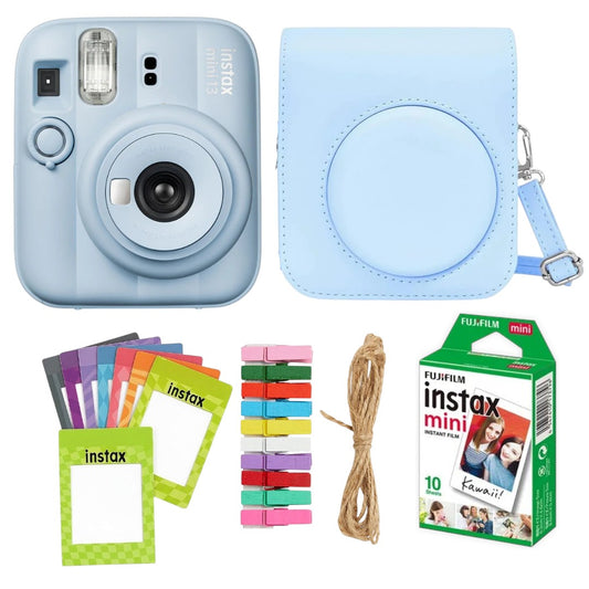 Fujifilm Instax Mini 13 Instant Camera + 10 Shot Films + 1x Camera Case + 10X Paper Photo Frame + 10 Photo Hanging Clips (Memory Maker Pack)Frost Blue