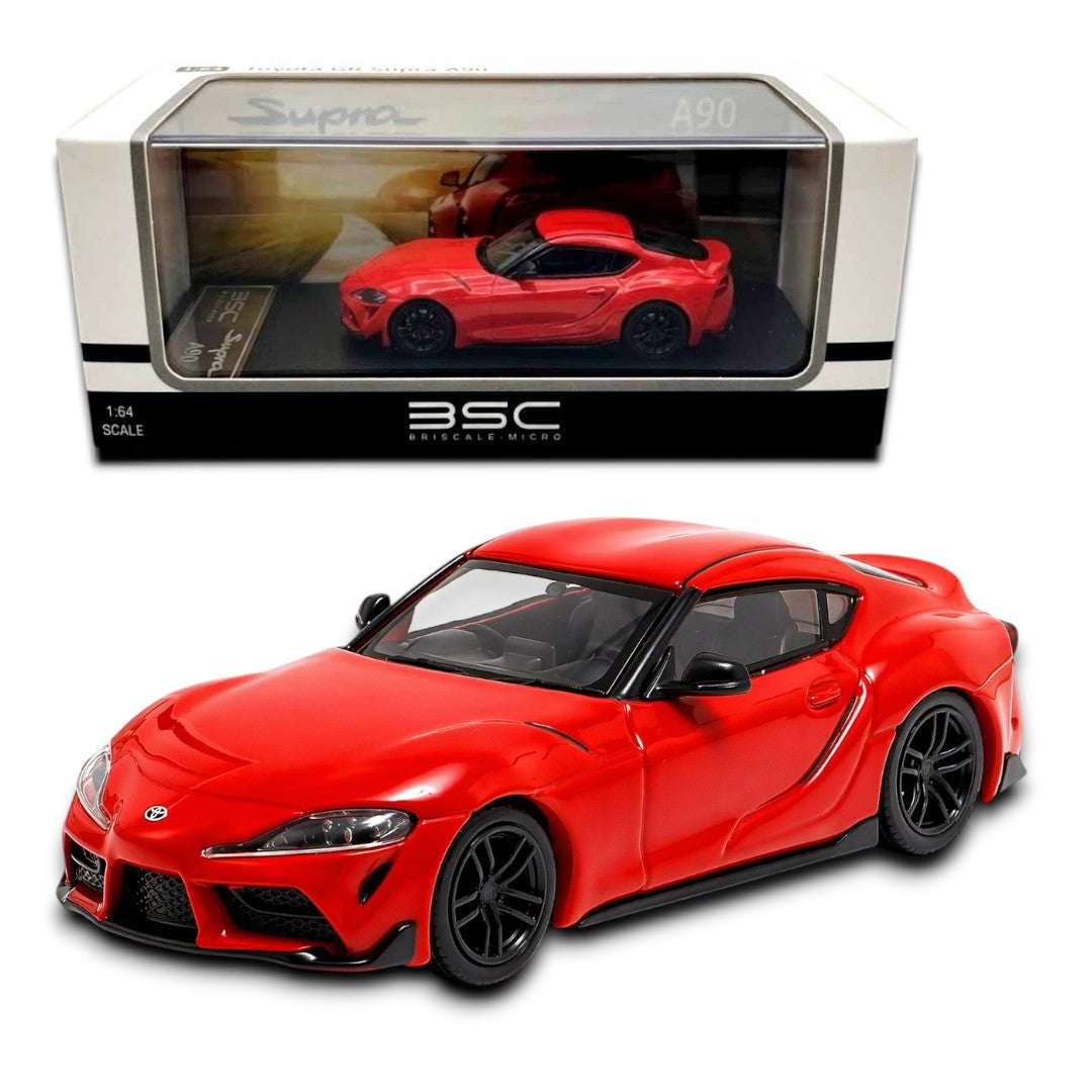 BSC 1:64 Toyota GR Supra A90 Red Diecast Model Car – Collectible Scale Car with Display Case