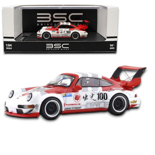 BSC 1:64 Porsche 911 (964) RWB Diecast Model Car – Liberty Walk Style Widebody Collectible with Display Case