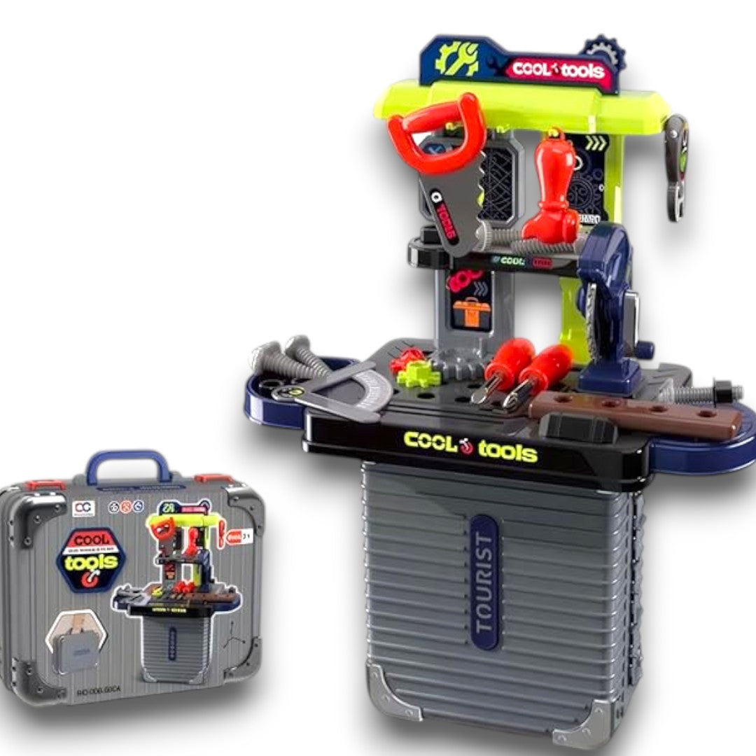 Portable Tool Set Playset – Kids Workshop Tool Kit with Carry Case & Accessories (3+ Years)