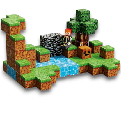Construction Pixelworld Building Block Set – 4-in-1 Jungle Exploration Model with Minifigure (90 Pieces, 6+ Years)