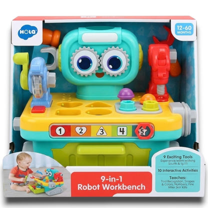 Hola 9-in-1 Robot Workbench Tool Set for Kids – Interactive Learning Toolbox with Tools, Shapes & Activities (12–60 Months)