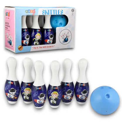 KATS  Skittles 6-Pin Bowling Game Set for Kids – Indoor & Outdoor Bowling Toy with Ball | Large Bowling Pins | Age 5+
