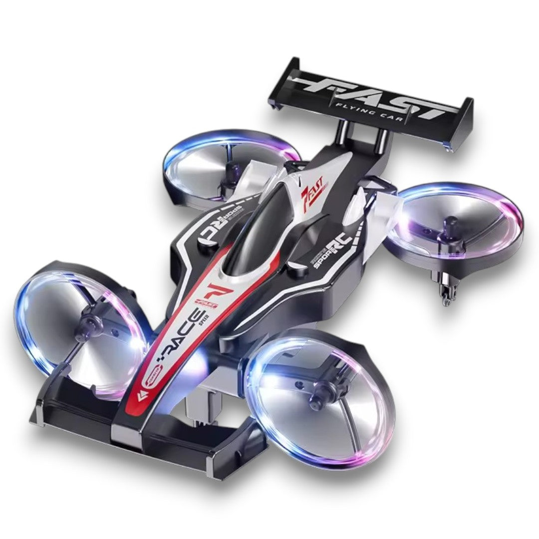 2-in-1 RC Flying Car Drone Toy – 2.4GHz Mini Flying Stunt Car with LED Lights, Indoor Quadcopter for Kids
