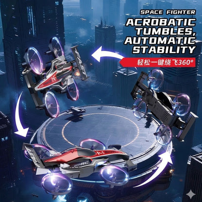 2-in-1 RC Flying Car Drone Toy – 2.4GHz Mini Flying Stunt Car with LED Lights, Indoor Quadcopter for Kids