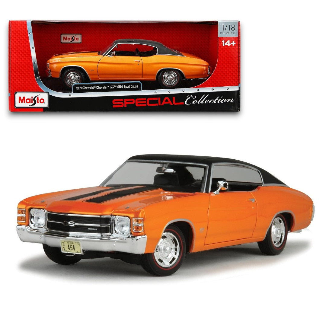 Maisto 1:18 1971 Chevrolet Chevelle SS 454 Sport Coupe Die-Cast Model Car | Classic Muscle Car Collectible