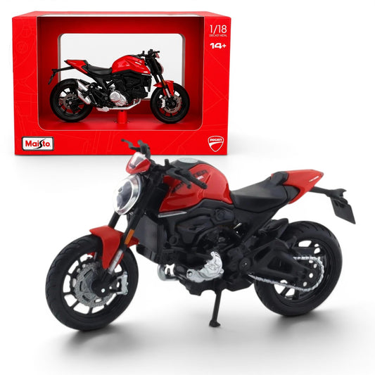 Maisto 1:18 Ducati Monster+ Die-Cast Motorcycle Model | Ducati Monster Plus Red Collectible Bike