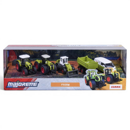 Majorette Farm Vehicle Gift Pack – CLAAS Tractor Toy Set with Trailer & Farm Machines | Die-Cast Vehicles (5 Pieces)