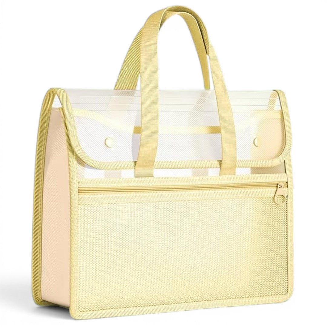 Portable Expanding File Organizer with Handle – A4 Accordion Document Folder with Zipper Pocket