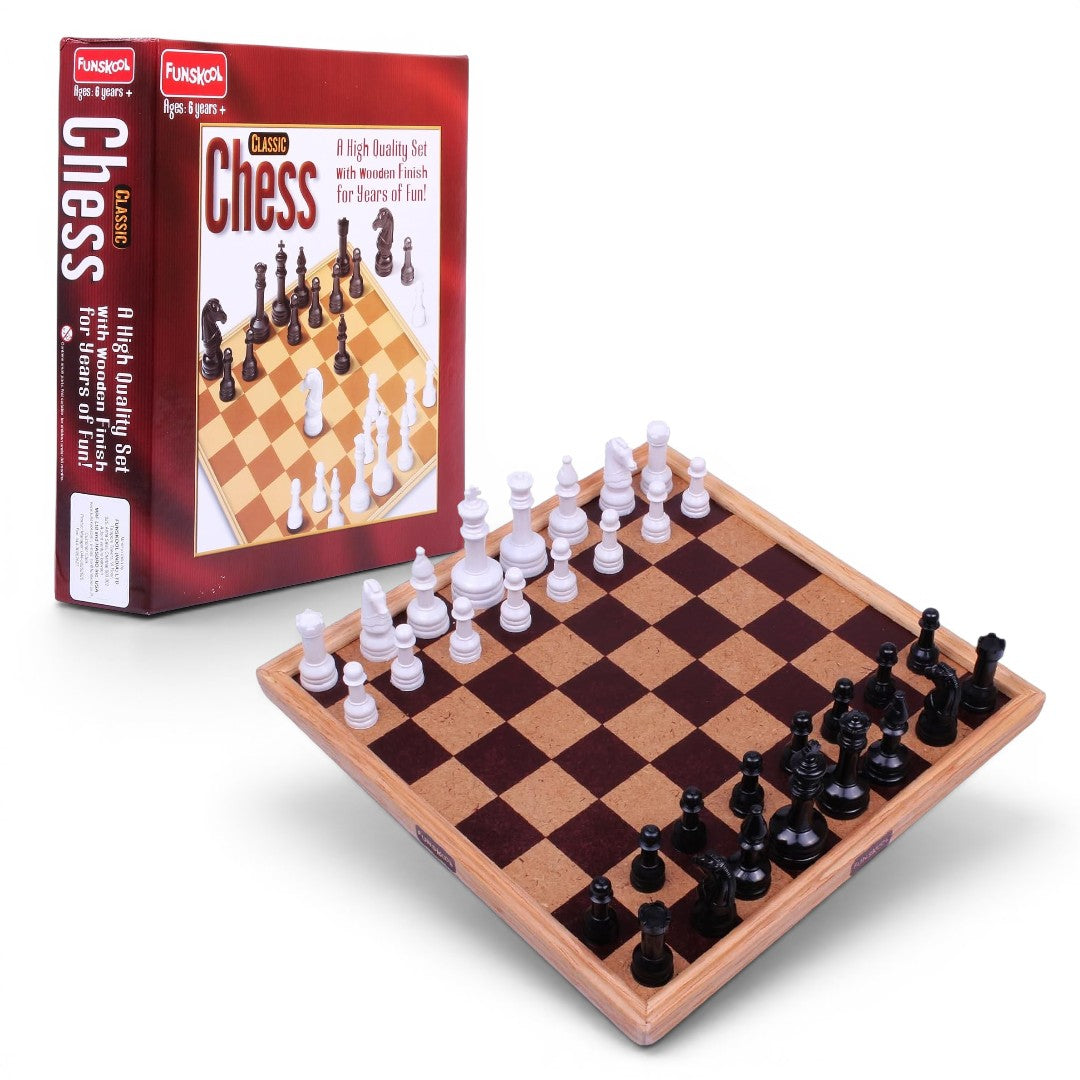 Funskool Chess Classic – Wooden Finish Strategy Board Game for Kids & Adults (2 Players, Ages 7+)