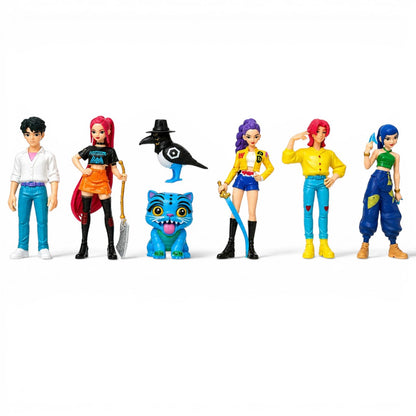 KPOP Demon Hunters Action Figure Set – (11cm) Anime Style Character Toy Collection for Kids (7 Figures + Accessories)