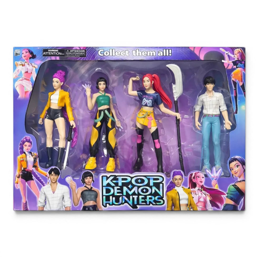 KPOP Demon Hunters Action Figure Set – 6inches Anime Style Character Toy Set for Kids (4 Figures with Accessories)