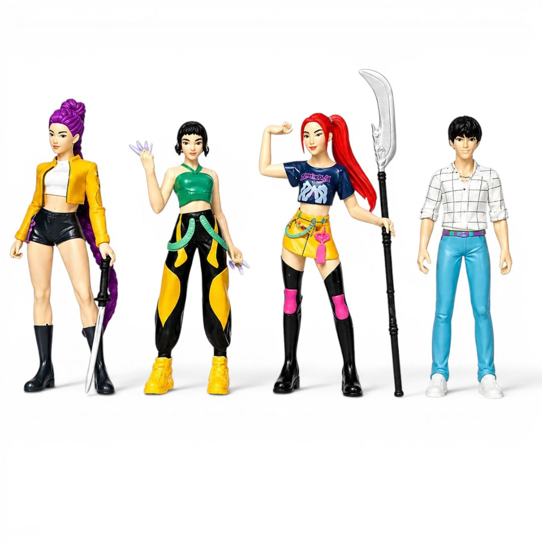KPOP Demon Hunters Action Figure Set – 6inches Anime Style Character Toy Set for Kids (4 Figures with Accessories)
