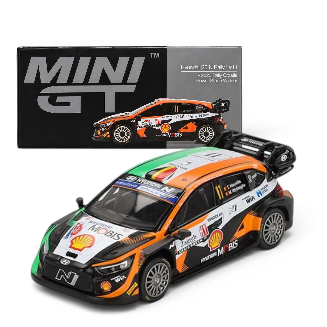 Mini GT 1:64 Hyundai i20 N Rally1 #11 – 2023 Rally Croatia Power Stage Winner Diecast Model Car