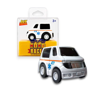 Joy Junction Mini Racer Ambulance 1:64 Scale Pull Back Toy – Friction Powered Emergency Vehicle for Kids & Collectors (3+ Years)