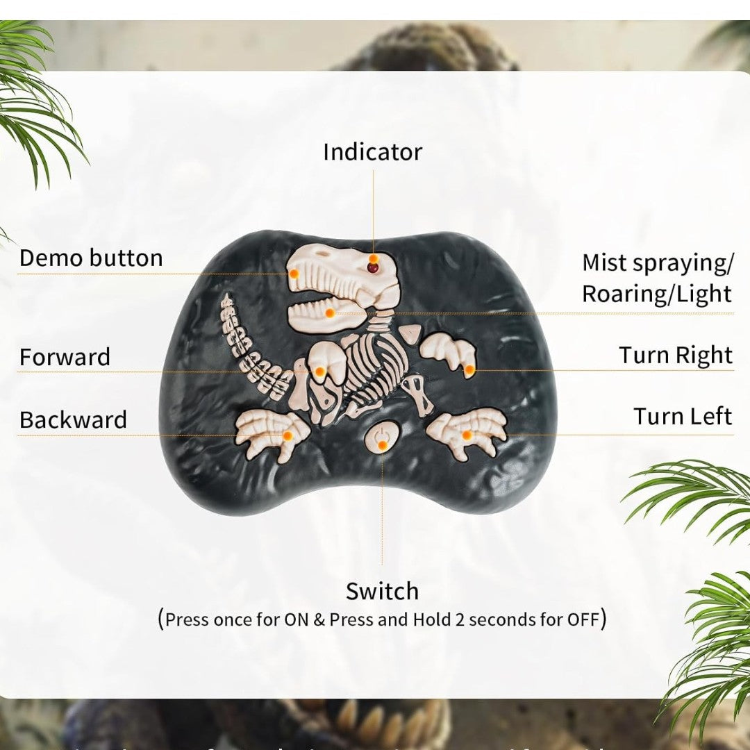 2.4GHz Remote Control Pyro Raptor Dinosaur Toy with Light, Sound & Mist Spray – RC Walking Dinosaur with Realistic Action for Kids