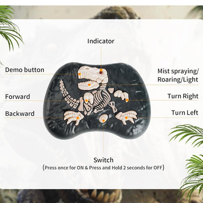 2.4GHz Remote Control Pyro Raptor Dinosaur Toy with Light, Sound & Mist Spray – RC Walking Dinosaur with Realistic Action for Kids