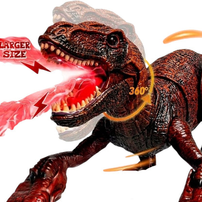 2.4GHz Remote Control T-Rex Dinosaur Toy with Mist Spray, Light & Sound – Walking RC Robot Dinosaur with 360° Head Movement for Kids