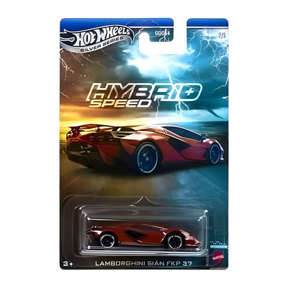 Hot Wheels 1:64 Silver Series Hybrid Speed Complete Set of 5 Diecast Cars | BMW i8 Roadster, Acura NSX, McLaren P1, Porsche Panamera Turbo S E-Hybrid & Lamborghini Sián FKP 37