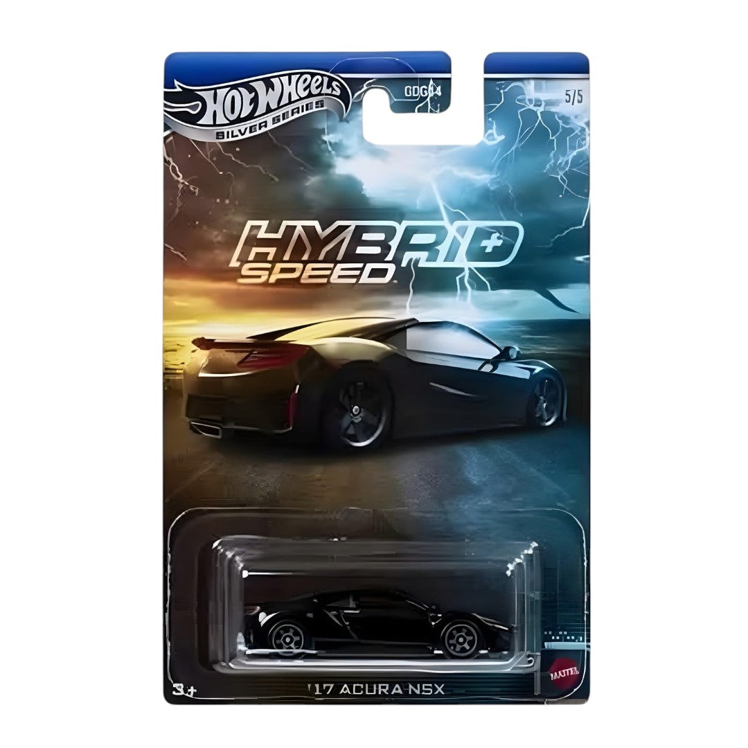 Hot Wheels 1:64 Silver Series Hybrid Speed Complete Set of 5 Diecast Cars | BMW i8 Roadster, Acura NSX, McLaren P1, Porsche Panamera Turbo S E-Hybrid & Lamborghini Sián FKP 37