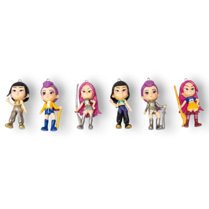 KPOP Demon Hunters Keychain Figure Set for Kids – Mini Cartoon Character Keyring Toys Collectible Gift Pack