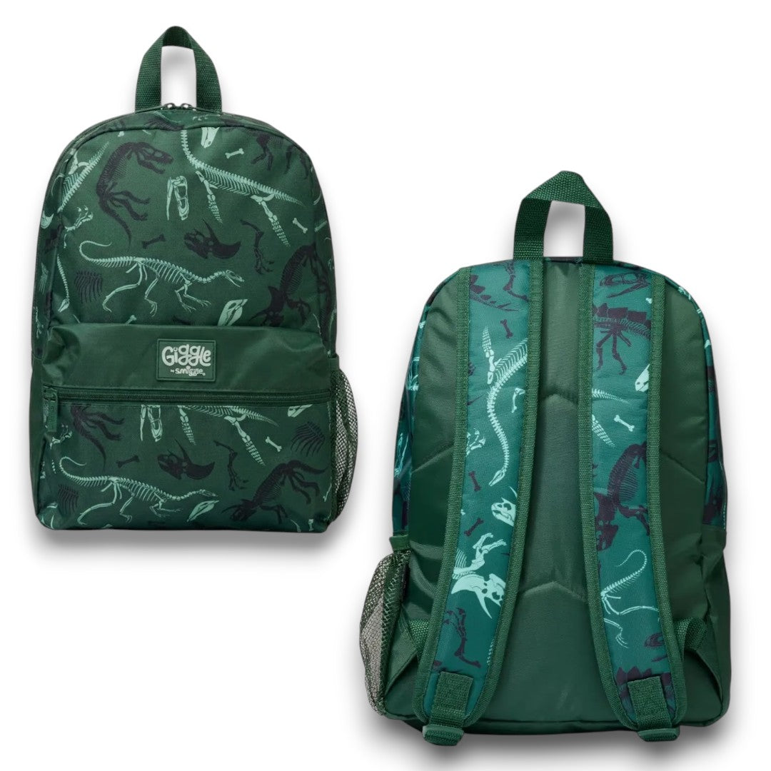 Giggle by Smiggle Dinosaur Print Backpack 16 Inch | Kids School Bag with Multiple Compartments