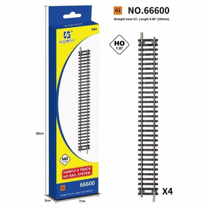 HANFLY HO Scale Straight Track G1 230mm | Model Train Railway Track Set | 1:87 Scale NO.66600 (Pack of 4)